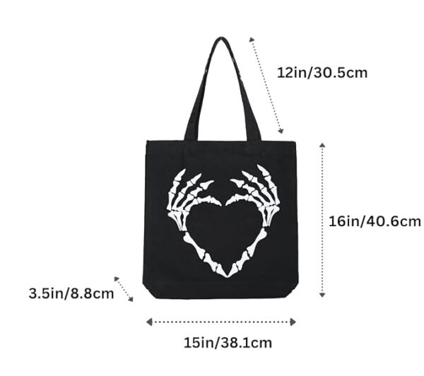 ⁦Canvas Black Printed Tote Bag⁩ - الصورة ⁦2⁩