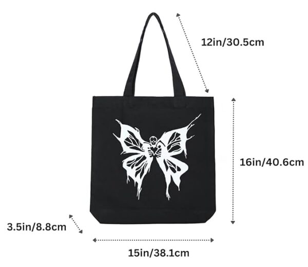 ⁦Canvas Black Printed Tote Bag⁩ - الصورة ⁦3⁩
