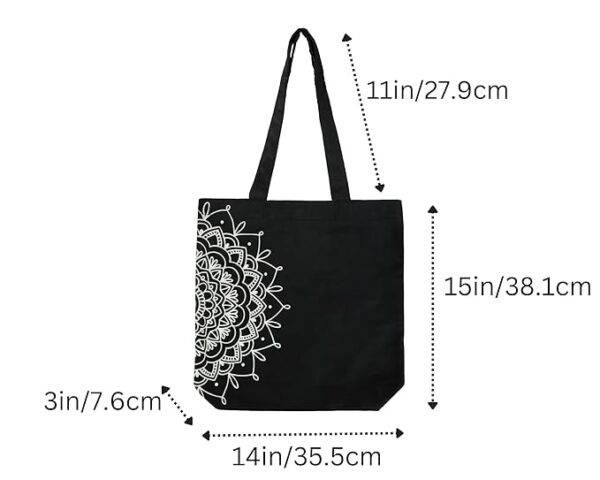 ⁦Canvas Black Printed Tote Bag⁩ - الصورة ⁦5⁩