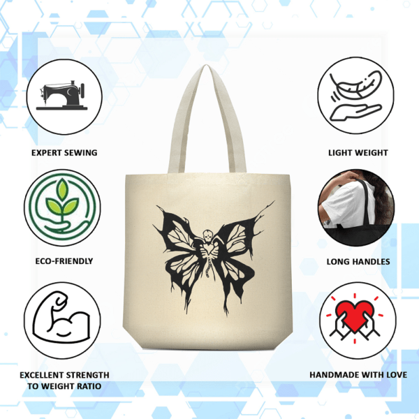 ⁦Canvas Butterfly Printed Tote Bag⁩ - الصورة ⁦2⁩