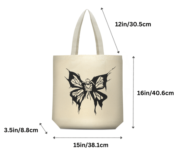 ⁦Canvas Butterfly Printed Tote Bag⁩ - الصورة ⁦3⁩