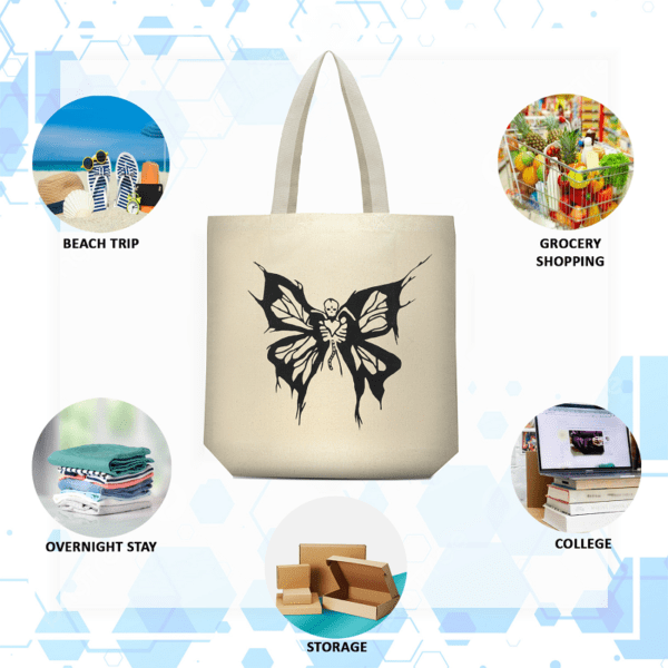 ⁦Canvas Butterfly Printed Tote Bag⁩ - الصورة ⁦5⁩