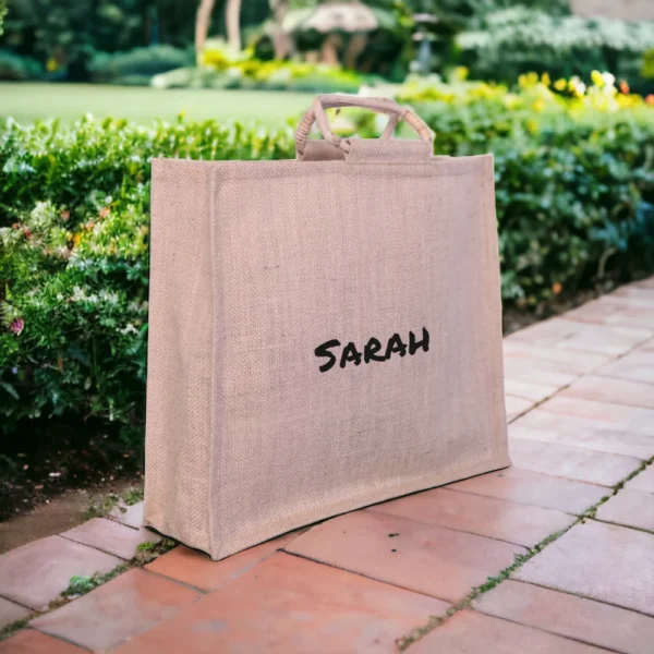 ⁦Cane Handle Jute Bag⁩ - الصورة ⁦2⁩